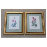 UL - Pair of Framed Tulip Art Prints Signed and Numbered Skagit Valley WA