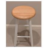 UL - Wood Top Counter Stool with White Legs, 24 Inch Height