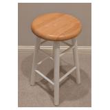 UL - Wood Top Counter Stool with White Legs, 24 Inch Height