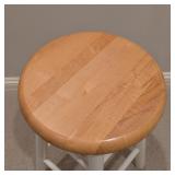 UL - Wood Top Counter Stool with White Legs, 24 Inch Height