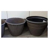 G - Collection of 10 Assorted Plastic Planters, Largest 14 Inch Diameter