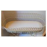 EW - Vintage Metal Plant Stand with Woven Basket Top and Shelf