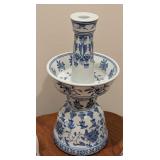 LL - Set of 4 Andrea by Sadek Blue and White Porcelain Candlesticks