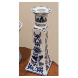 LL - Set of 4 Andrea by Sadek Blue and White Porcelain Candlesticks