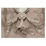LL - Vintage Two-Light Wall Sconce with Crystal Prisms and Decorative Mirror