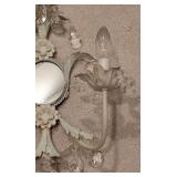 LL - Vintage Two-Light Wall Sconce with Crystal Prisms and Decorative Mirror