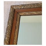 LL - Antique Ornate Mirror with Wood and Gilt Floral Frame