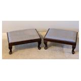 LL - Pair of Upholstered Wooden Footstools