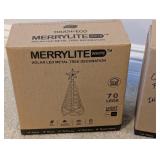 LL - Frontgate 7.5 ft Christmas Tree Storage Bag with 3 Solar LED Metal Tree Decorations
