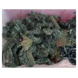 G - 15ft Holiday Garland with Pinecones, Lights and Storage Tote