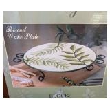 UL - Block Basics Foliage Round Cake Plate with Stand, 13.5 Inch