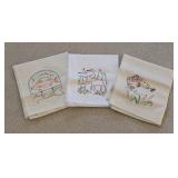 UL - Set of 3 Embroidered Hand Towels with Nature and Fishing Designs