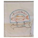 UL - Set of 3 Embroidered Hand Towels with Nature and Fishing Designs