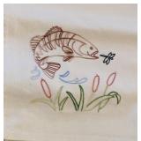 UL - Set of 3 Embroidered Hand Towels with Nature and Fishing Designs