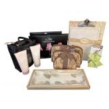 UL - Gift Set with Mary Kay Lotions, Wine Glass Shades, Organizer Bags, Memo Pads, and Pinecone Tray