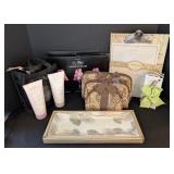 UL - Gift Set with Mary Kay Lotions, Wine Glass Shades, Organizer Bags, Memo Pads, and Pinecone Tray