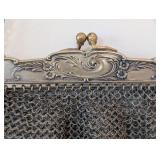 UL - Antique German Silver Mesh Purse with Floral Frame