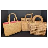 UL - Set of 3 Woven Straw Handbags Including Bloomingdale