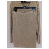 UL - Christine Philippe Gold Sweater and Skirt Set Size Large with Bead Accents