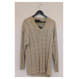 UL - Christine Philippe Gold Sweater and Skirt Set Size Large with Bead Accents