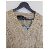 UL - Christine Philippe Gold Sweater and Skirt Set Size Large with Bead Accents