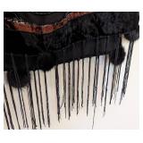 UL - Velvet Wrap with Beaded Fringe and Faux Fur Pom Details