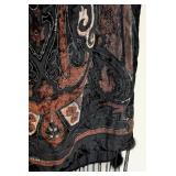 UL - Velvet Wrap with Beaded Fringe and Faux Fur Pom Details