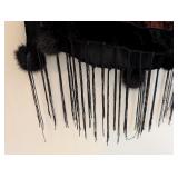 UL - Velvet Wrap with Beaded Fringe and Faux Fur Pom Details