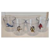 K - Set of 4 Tervis Tumblers with Embroidered Bird Designs