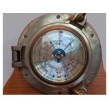 O - Crandall Nautical Brass Porthole Barometer on Wood Stand