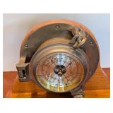 O - Crandall Nautical Brass Porthole Barometer on Wood Stand