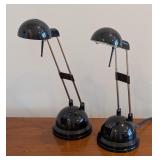 O - Pair of IKEA Adjustable Black Desk Lamps, 14 Inch Tallest Height