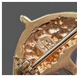 UL - 14k Gold Umbrella Brooch with Diamond Accent, 2 Grams, Marked M
