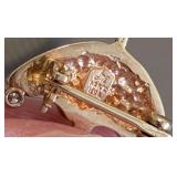 UL - 14k Gold Umbrella Brooch with Diamond Accent, 2 Grams, Marked M