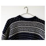 Fiagjo Norwegian Wool and Rayon Knit Sweater with Nordic Pattern -Approx. Size Large