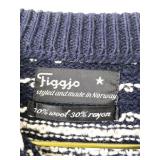 Fiagjo Norwegian Wool and Rayon Knit Sweater with Nordic Pattern -Approx. Size Large