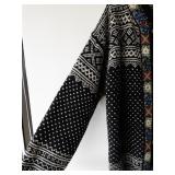Norwegian Knit Sweater with Metal Clasps and Floral Trim. Approx. Size XL