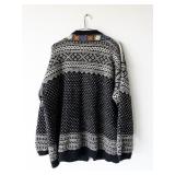 Norwegian Knit Sweater with Metal Clasps and Floral Trim. Approx. Size XL