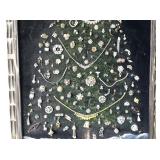 Framed Christmas Tree Art with Vintage Jewelry and Lights