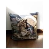 Large Vintage Square Tapestry Nativity Scene Decorative Pillow