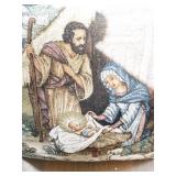 Large Vintage Square Tapestry Nativity Scene Decorative Pillow