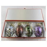 Set of 4 Joan Rivers Faberge Inspired Egg Ornaments with Box