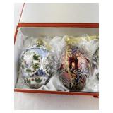 Set of 4 Joan Rivers Faberge Inspired Egg Ornaments with Box