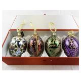 Set of 4 Joan Rivers Faberge Inspired Egg Ornaments with Box