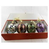 Set of 4 Joan Rivers Faberge Inspired Egg Ornaments with Box