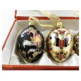 Set of 4 Decorative Glass Egg Ornaments with Gift Box