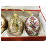Set of 4 Decorative Glass Egg Ornaments with Gift Box