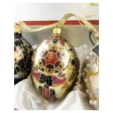 Set of 4 Decorative Glass Egg Ornaments with Gift Box