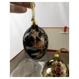 Set of 4 Decorative Glass Egg Ornaments with Gift Box