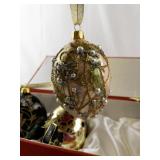 Set of 4 Decorative Glass Egg Ornaments with Gift Box